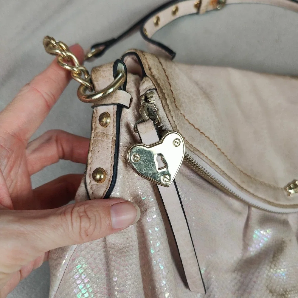 Vintage Y2K Juicy Couture Purse Pink Iridescent Metallic Snakeskin Flap‎ Purse